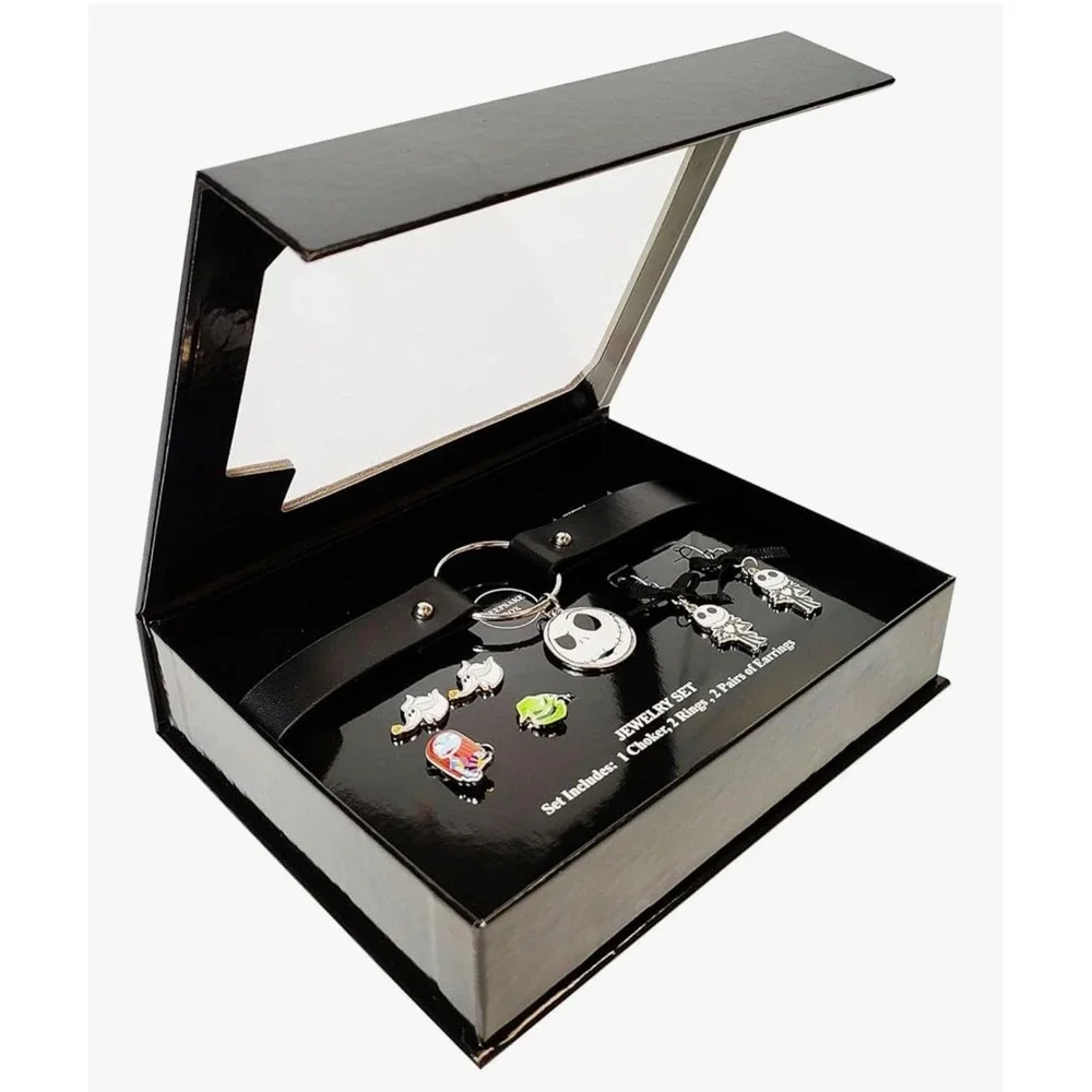 112.-     Nightmare Before Christmas Drop Earrings, Choker, rings, and studs